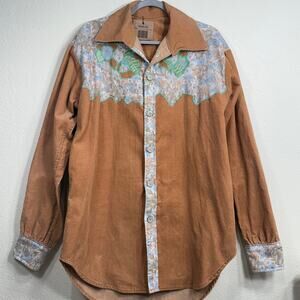 Handmade Floral Embellished Corduroy Jacket Southwestern Western Boho XL XXL
